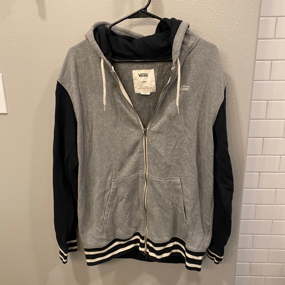 Men’s Large Vans Zip-Up Hoodie- Gray and Black